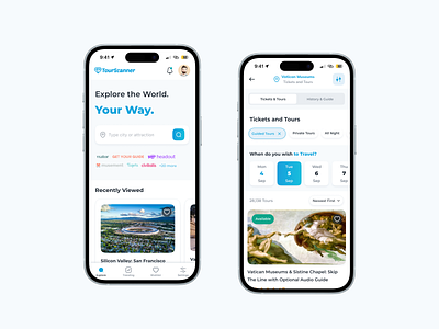 Mobile App Design for Tourscanner: Find/Build Tours (Concept) app design builder colorful design discover explore finder ios mobile mobile app mobile app design rounded scanner tour tour builder tour finder tourism tourscanner travel ui