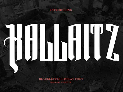 Kallaitz Blackletter Display Font animation blackletter branding design font fonts graphic design illustration logo nostalgic summer font ui