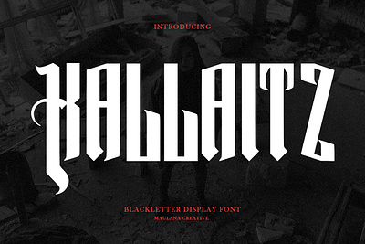Kallaitz Blackletter Display Font animation blackletter branding design font fonts graphic design illustration logo nostalgic summer font ui