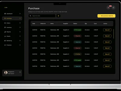 Dashboard design design enterprise fogma indent mobile app pos purchase purchase order ui ui design ux website