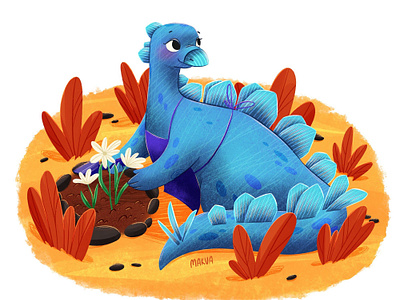 Stegosaurus book illustration cartoon character character character design childrens illustration cute character dinosaur illustration