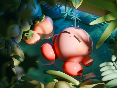 Kirby 3d animation character design fan art illustration kirby stylized
