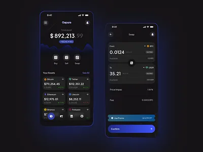 Gapura - Crypto Wallet & Exchange App Design apps clean crypto dark design graphic design mobile ui ux web3