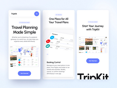 Travel App Landing Page Mobile app booking dashboard design mobile planner travel travel planing travel planner traveling trip trip planner ui ui ux design ux