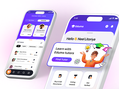 Online tutor and E-learning app e learning education app ui illustration modern ui neel neel litoriya neelart online coaching online ✒️tutoring app ui