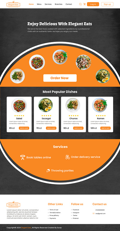 Restaurant landing page cards design figma food new pade restaurant landing page resturant ui ux