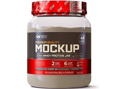 2 lbs Whey Protein Jar Mockup | Vol. C3-Pro amazon mockup label design label mockup mockup next gen mockup nutrition packaging design packaging mockup premium mockup product rendering protein jar realistic mockup supplement whey protein whey protein jar mockup