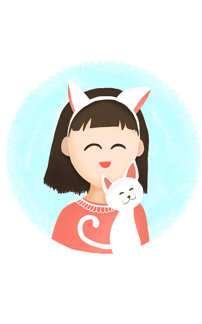 Meow ! - Winny Illustrations aesthetic art art buissness cat cat ears digital art illustrations pastel colours portrait