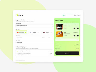 Larne- Web Checkout screen app checkout e commerce payment gateway ui ux web website