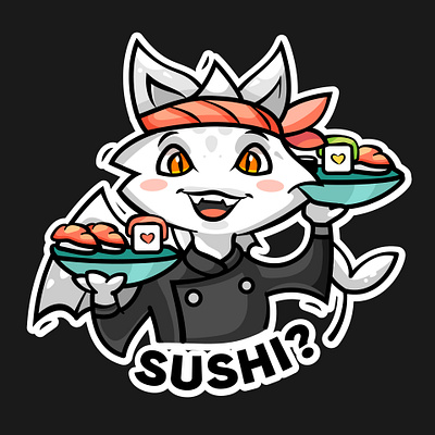 Sushi mascot branding cat dragon fish food illustration mascot monster sticker sushi