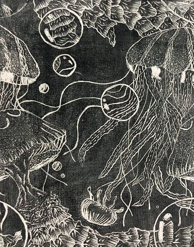 Jellyfish printmaking