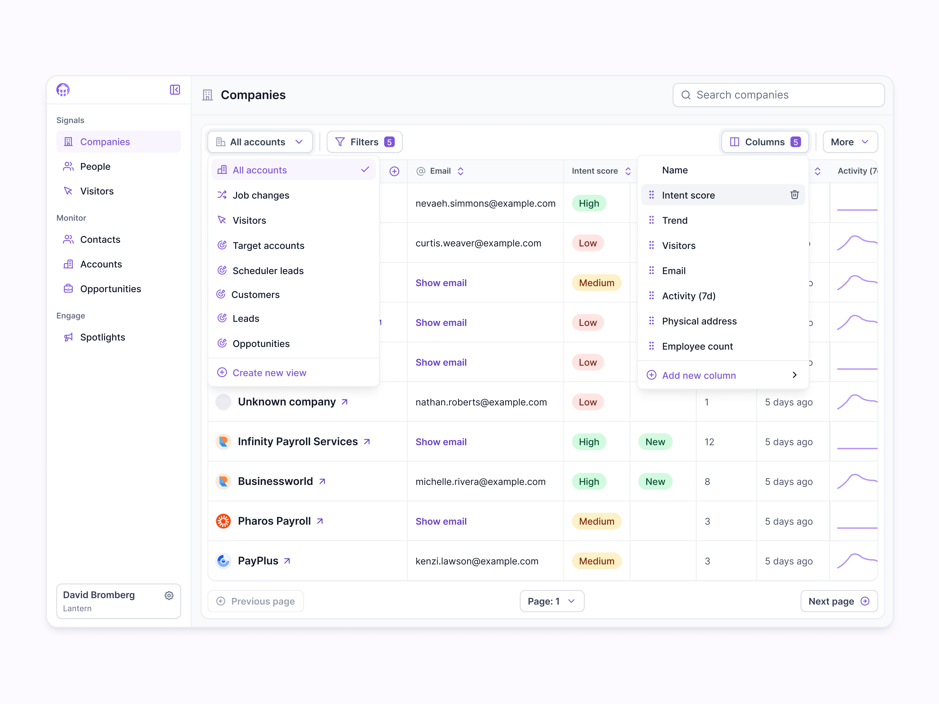 Accounts view (draft) apollo attio clay clearbit crm data data management data search dropdown excel google sheets hubspot lusha prospecting salesforce salesloft table zapier zoominfo