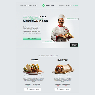 Mexican Food Restaurant - With Horizontal + Vertical Scroll burrito webiste horizontal scroll website mexican food mexican food restaurant modern restaurant website restaurant website taco website