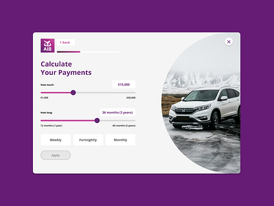 DailyUI #004 Car Loan Calculator aib challenge dailyui ui