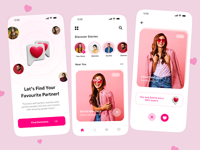 Dating App UI Design app app design branding dating dating app design figma friend app graphic design landing page logo love app movie photoshop ui ui design uiux ux web design website