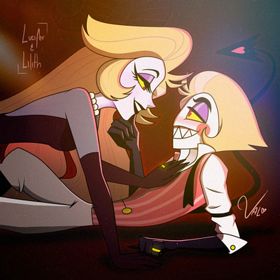 Lucifer&Lilith desire fanart hazbinhotel illustration kingofhell lilithmorningstar lucifermorningstar romance sexy welcometohell