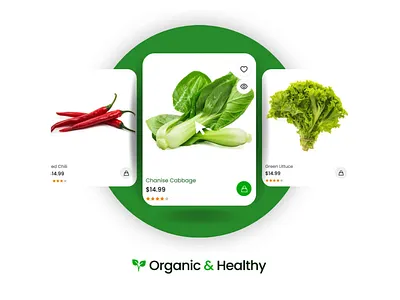 Organic & Healthy Grocery 3d animation branding graphic design ui