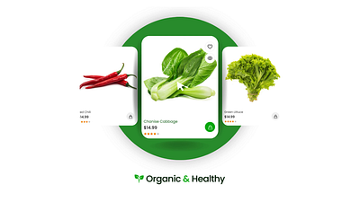 Organic & Healthy Grocery 3d animation branding graphic design ui