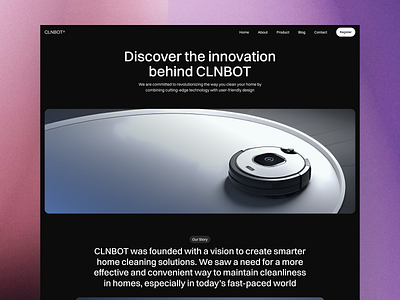 CLNBOT - Smarthome About Page about about us about us page clean design minimalist modern our team smarthome ui ui design ux vacuum robot cleaner web web design website