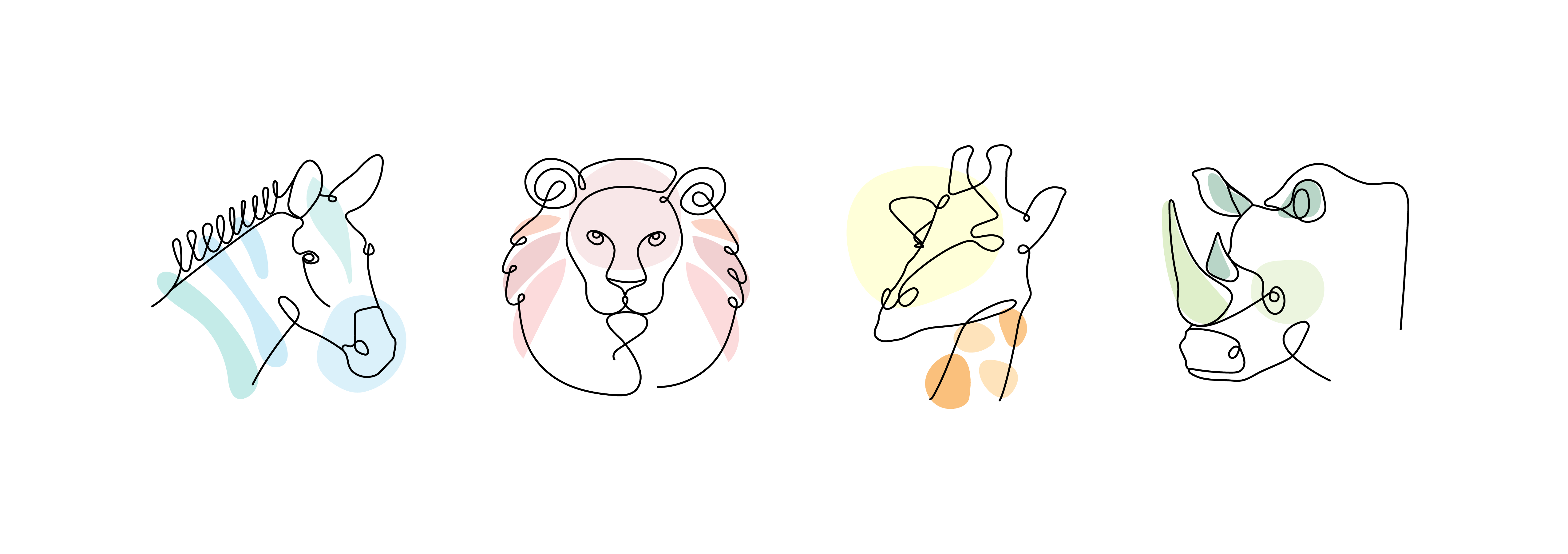 Digital Illustration: wild & free african animals colorful giraffe illustration illustrator line lion rhino simple single zebra