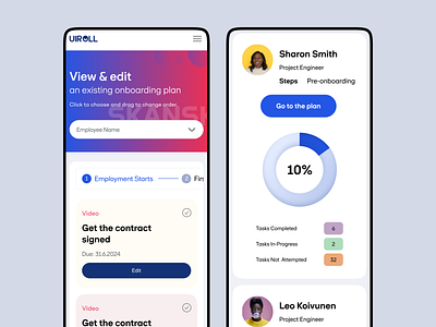 Onboarding - Progress, View & Edit app uiux employee onboarding minimal app design mobile app design onboarding desin onboarding uiux onboarding website responsive design uiroll web uiux website design