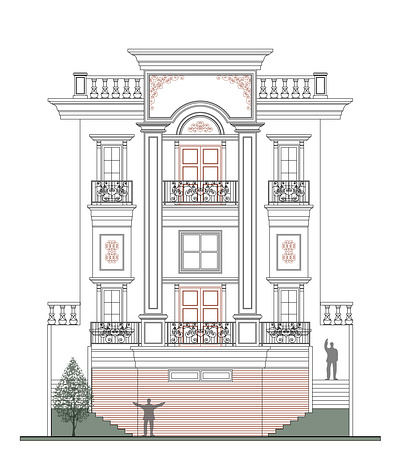 Modern classic house 014 architect architecture asymmetrical balance classic design drawing facade greek home house inspiration modern neoclassic proportion roman scale technical unity vector