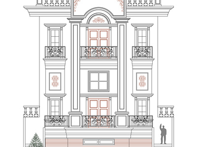 Modern classic house 014 architect architecture asymmetrical balance classic design drawing facade greek home house inspiration modern neoclassic proportion roman scale technical unity vector