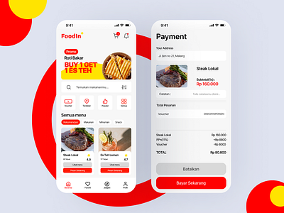 Foodin - Online Food Delivery App app app design business clean delivery ecommerece fast food food fresh indonesian food light mobile mobile app mobile design order package shop ui web website