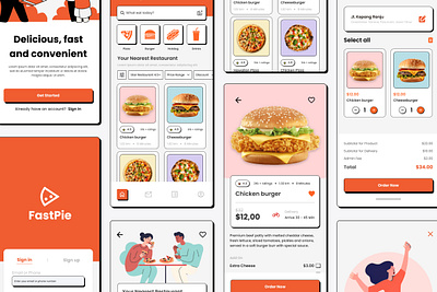 FastPie - Food Delivery Mobile App application apps branding burger delivery design food delivery interface layout map menu satisfaction ui ux