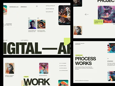 Digital Art Agency Creative Layout agency art company creative digital elementor framer landing marketing page portfolio profile projects ui webflow website wordpress