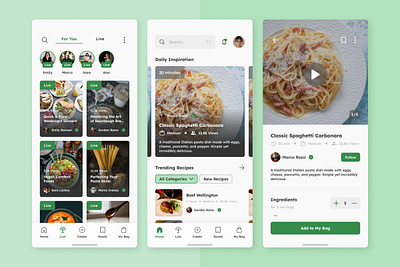 NomNom - Food Recipe Mobile App application apps branding chef cooking design food food recipe kitchen layout recipe screen ui ux