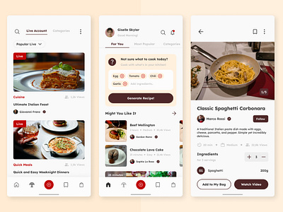 Munch - Food Recipe Mobile App application apps chef cooking design food food recipe kitchen layout menu recipe restaurant screen ui ux