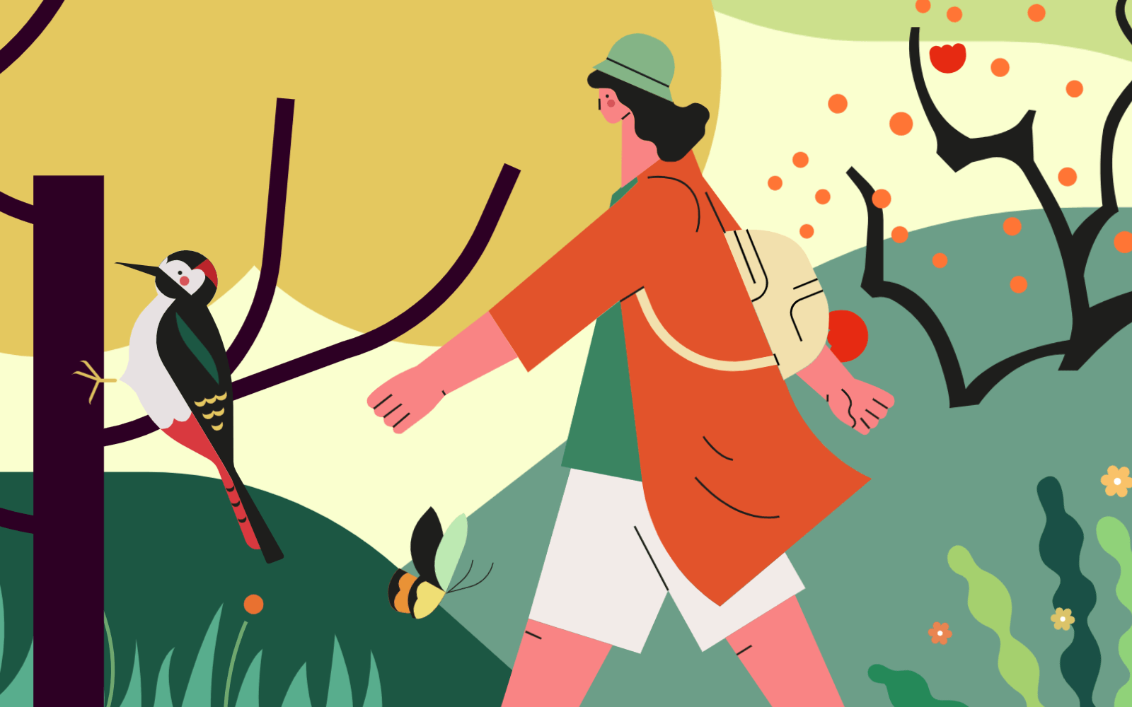 小园素作品：漫步树丛 design flat graphic design illustration vector