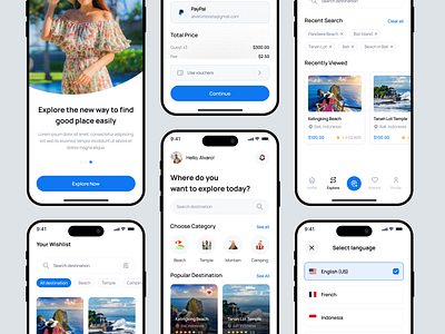 Travel Booking Mobile App adventure app app design design design app minimal mobile app mobile app design mobile application tourism travel travel agency travel app traveler traveling trip ui user interface ux vacation
