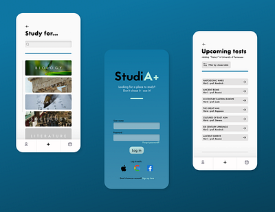 StudiA+ app branding design graphic design mockups product design typography ui ux ux design