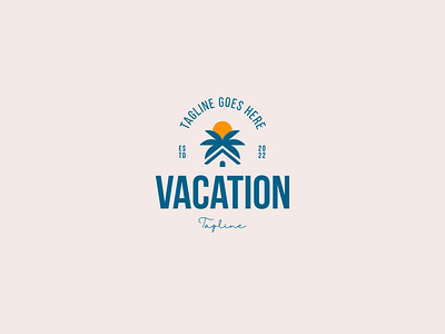 Vacation Logo brandidentity branding house logo ocean palmtree sea sunset vacation villa