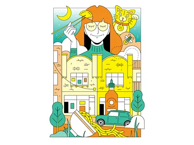 The Gallery building cat collingwood dumplings gallery gyoza lucky cat melbourne neko night nightlife noodles pho ramen risograph sriracha street woman