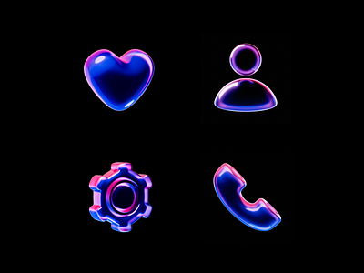 3D glass material icon 3d design icon ui