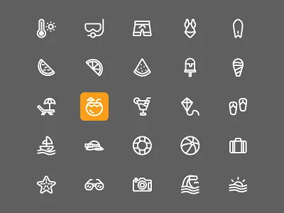 Summer Icons Pack beach icon branding design graphic design holiday icon icon icon design icon pack icon set icons icons pack icons set illustration logo season icon summer icon ui vacation icon
