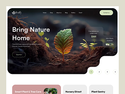 Plant shop web page bento ui eco friendly ecommrce industry ecommrce palant shop landing page minimal design online oder plant website tree web landing page ui ux