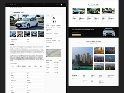 Car details page for a Car Rental Company automobile automotive booking car app car details page car interface car rent luxury cars property rent a car rental car rental company website tesla toyota web design