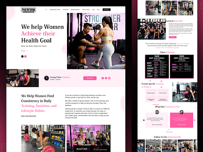 Female Fitness Website Design class schedule coach fitness fitness website gym health health goal healthy home page landing minimalist modern personal trainer training uiux weightloss women helth womentraining workout yoga