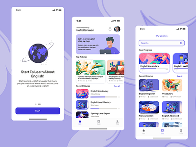 Easylish - Online English Course App application branding course design english english course exploration for you level ui uiux