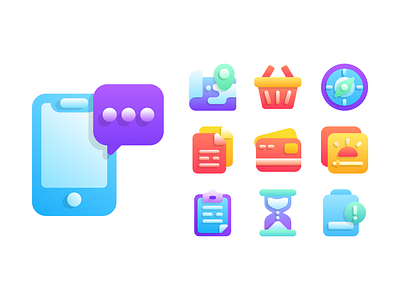 User Interface Icon Set - Flat Gradient Style app design flat graphic design icon illustration logo ui vector web website