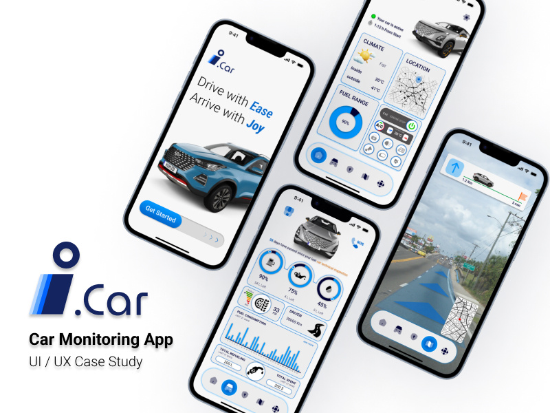 Car Monitoring App - UI/UX Case Study ai app app design car car monitoring case study designer figma invitation map monitoring navigation safety sos store ui ui design ui designer uiux case study ux