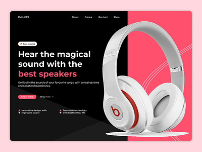 Bassdd - A headphone store hero pageþdþ brand branding design figma graphic design headphones hero home homepage illustration landing logo ui ux