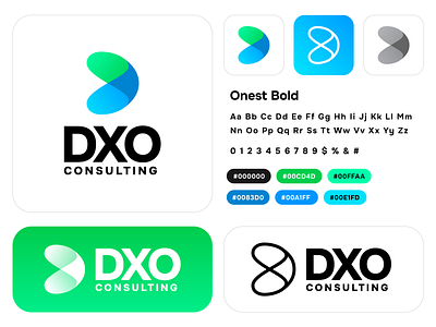 DXO Consulting Logo Design agency brand identity branding buttons client colors company connect consultancy graphic design join letter d lettermark logo merge studio style guide team typography