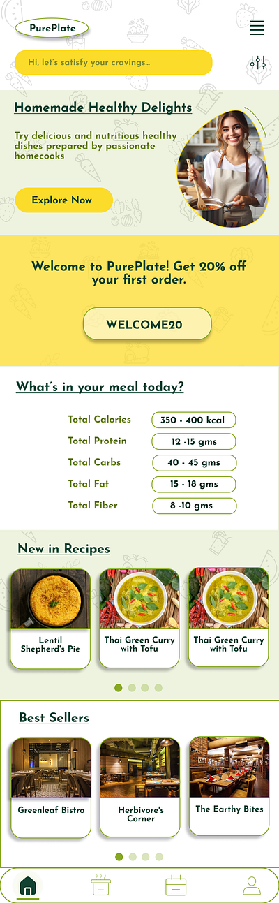 PurePlate beginnerui foodapp ui userinterface webdesign