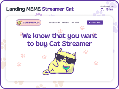 A simple and fun meme project STREAMER CAT 😻😹 full page below crypto landing memecoin web3