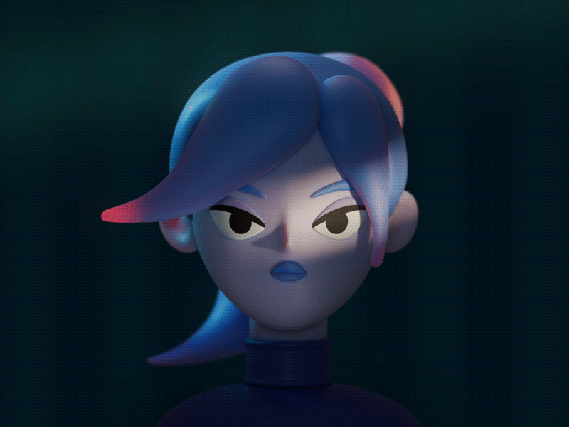 3d girl's face 3d animation beauty blender blink character combine technique cycle dark eyes hair icon loop motion graphics nft sss